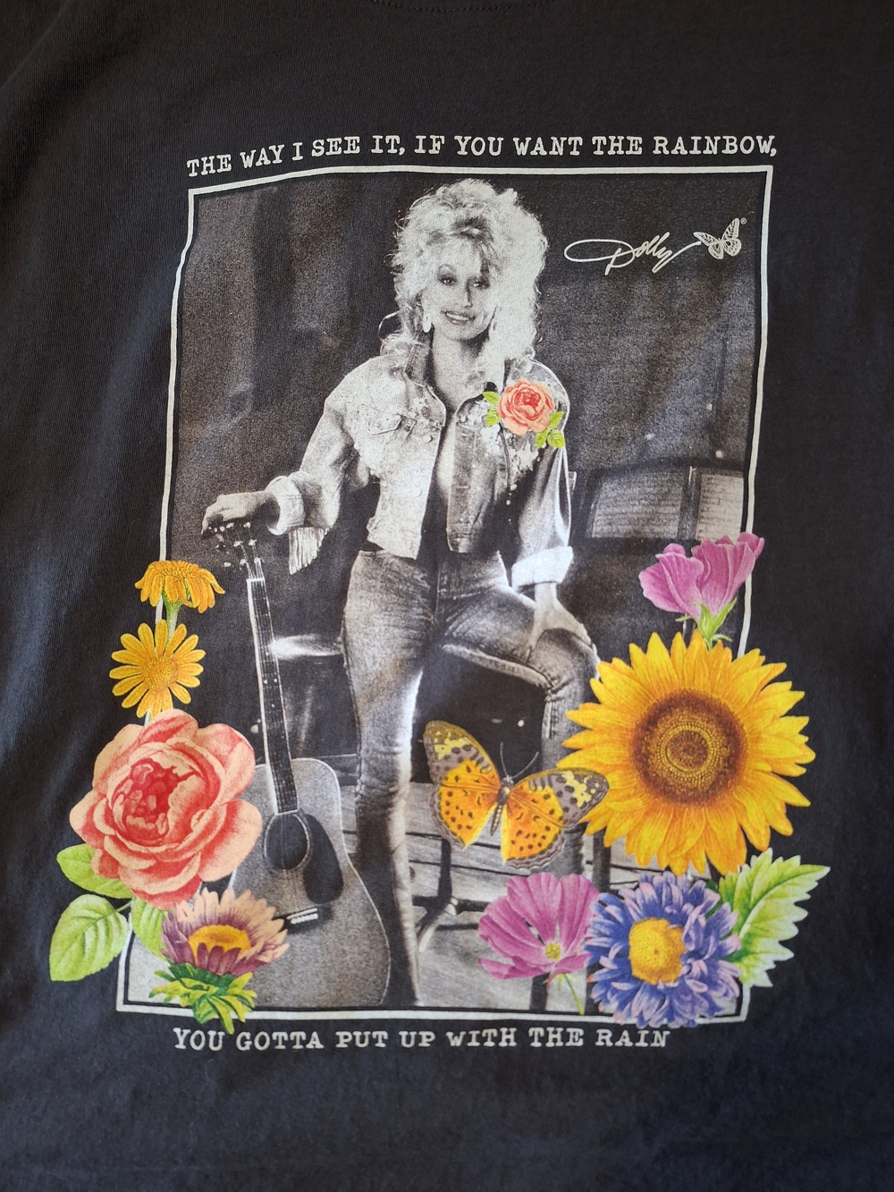 Dolly Parton Inspirational Quote Dark Gray Graphic Tee - Picture 3 of 3